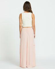 Beach Babe Cargo Elastic Waist Pants - Dusty Peach