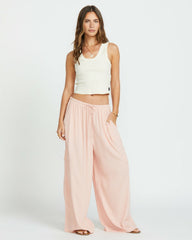 Beach Babe Cargo Elastic Waist Pants - Dusty Peach