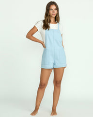 Beach Crush Denim Shortalls - Salt Blue