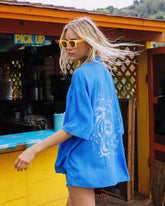 Beach Side Printed Short Sleeve Shirt - True Blue