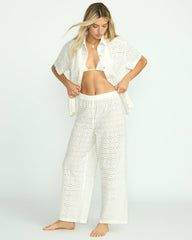 Eyelet Crush Beach Coverup Pants - Salt Crystal
