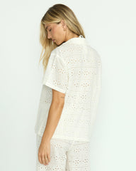 Eyelet Crush Beach Coverup Top - Salt Crystal