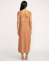 Eyelet Sun Midi Dress Beach Coverup - Rose Brown