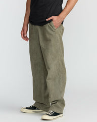 Larry Elastic Waist Corduroy Pants - Green Ash