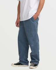 Larry Elastic Waist Corduroy Pants - Slate Blue