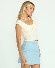 Mia Tie-Front Top - Whitecap