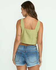 Open Skies Woven Tank - Avocado