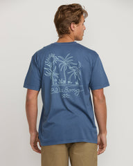 Palms In The Sun Premium Wave Wash Tee - Slate Blue