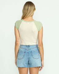 Paradise Short Sleeve Raglan Tee - Pistachio