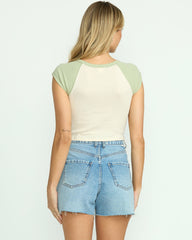 Riley Cut-Off Denim Shorts - Faded Indigo Fray