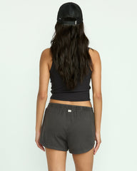 Road Trippin Elastic Waist Shorts - Off Black