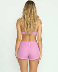 Road Trippin Elastic Waist Shorts - Bright Rose