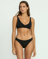 Sol Searcher Cami Plunge Bikini Top - Black Pebble