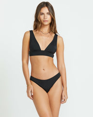 Sol Searcher Remi Plunge Bikini Top - Black Pebble