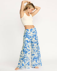 Split Spirit Elastic Waist Pants - True Blue
