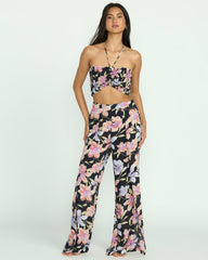 Summer Sunshine Crop Top - Black Multi