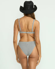 Wave Check Chloe Underwire Bikini Top - Black Pebble