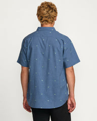 All Day Jacquard Short Sleeve Shirt - Deep Blue