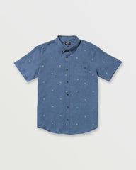 All Day Jacquard Short Sleeve Shirt - Deep Blue