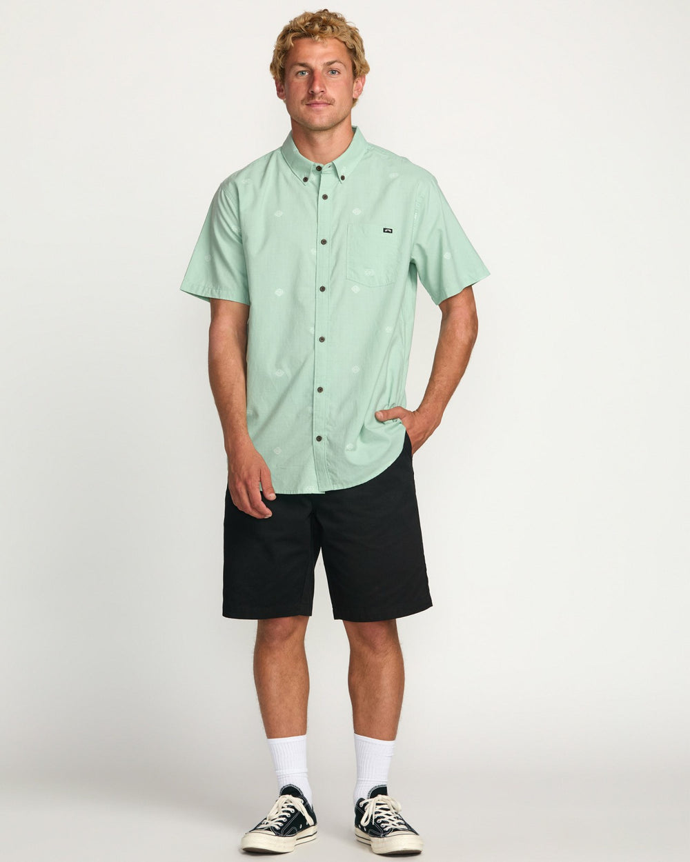 All Day Jacquard Short Sleeve Shirt - Seafoam