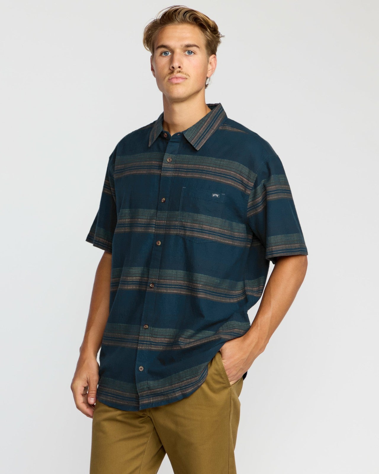 All Day Stripe Short Sleeve Shirt - Midnight