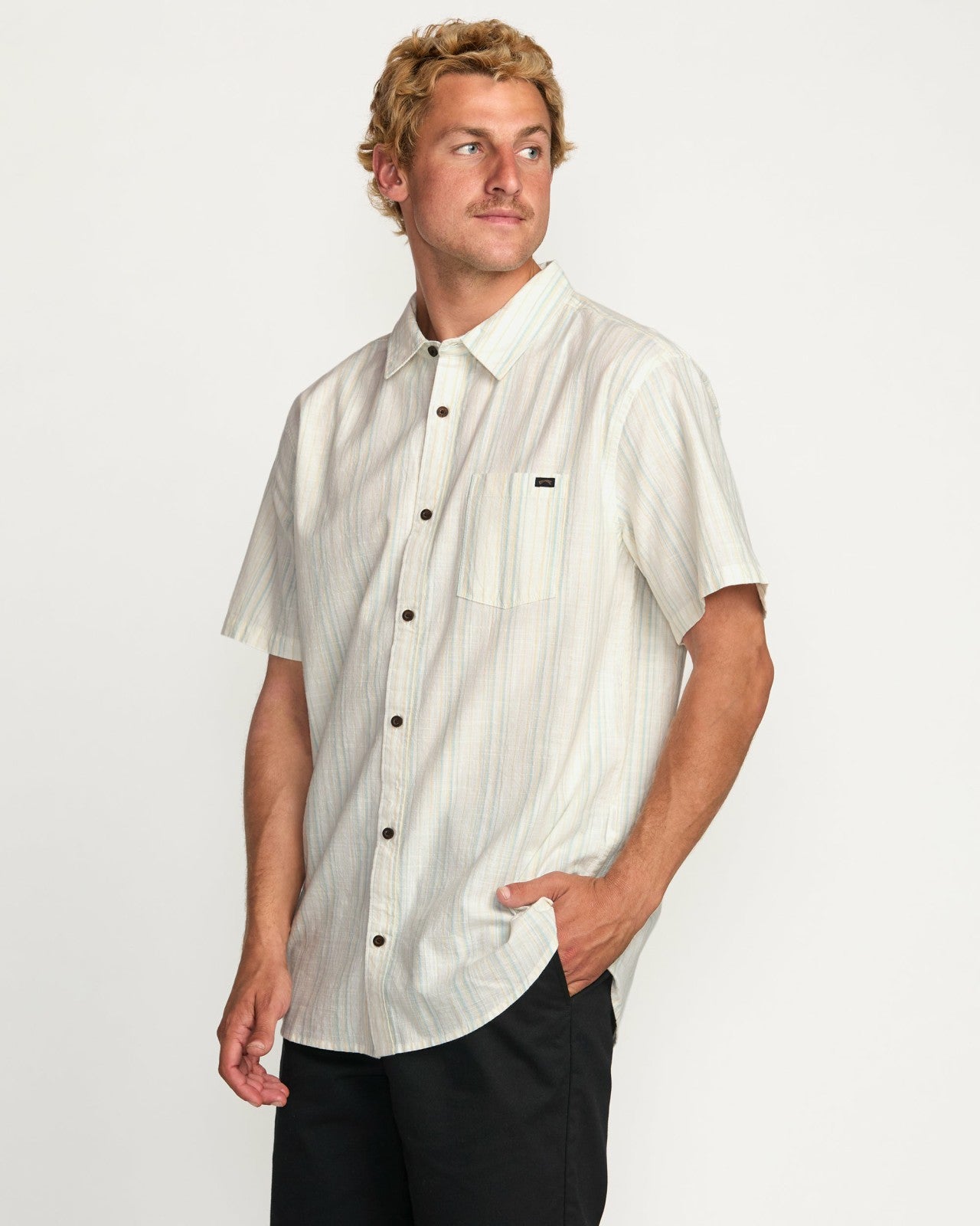 All Day Stripe Short Sleeve Shirt - Off White