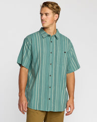 All Day Stripe Short Sleeve Shirt - Sage Green