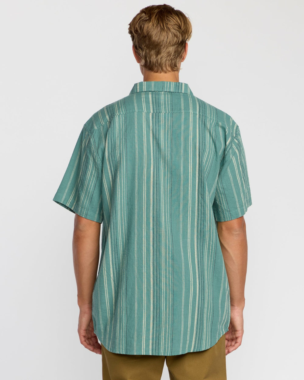 All Day Stripe Short Sleeve Shirt - Sage Green