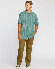 All Day Stripe Short Sleeve Shirt - Sage Green