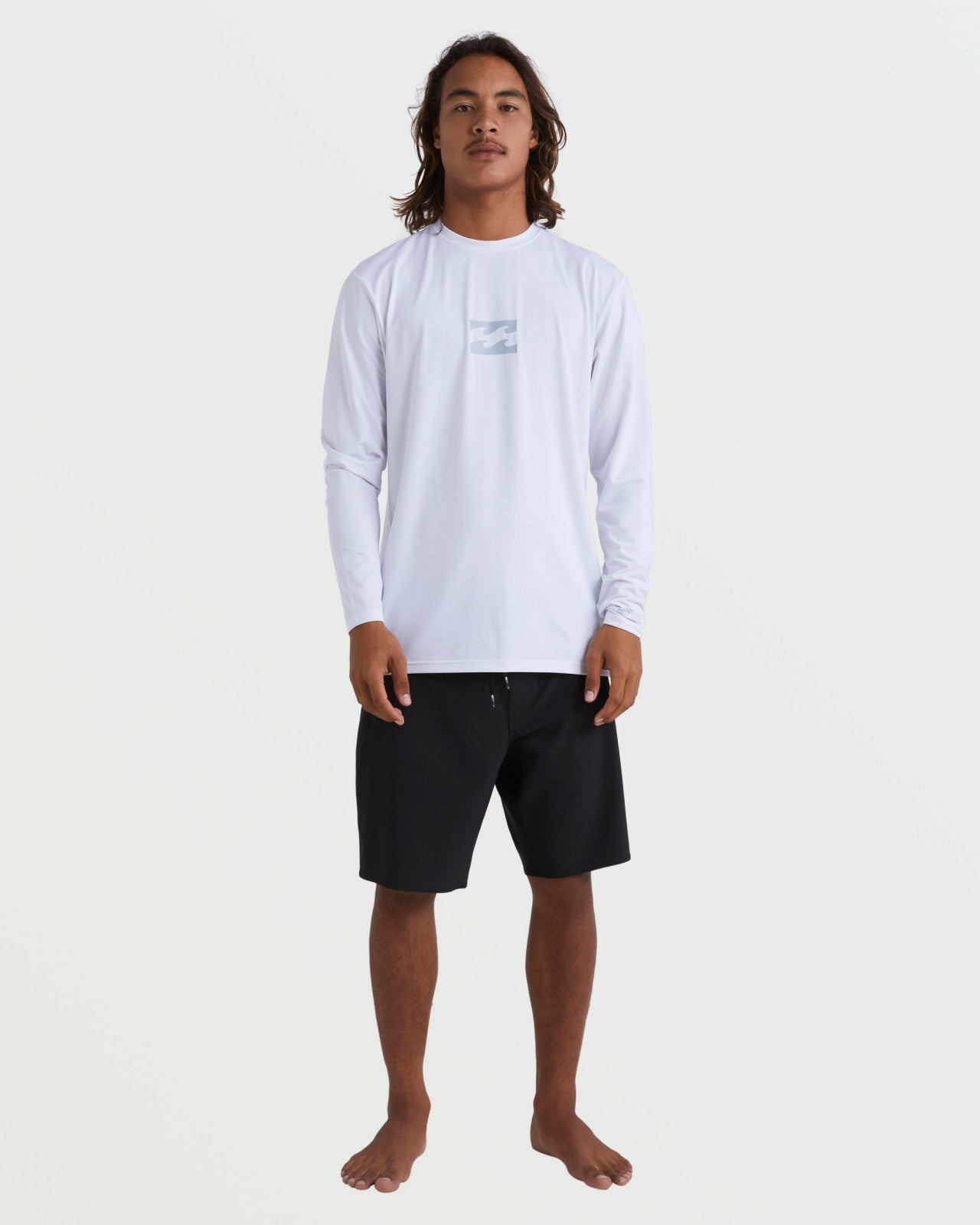 All Day Wave Loose Fit Long Sleeve Surf Tee - White
