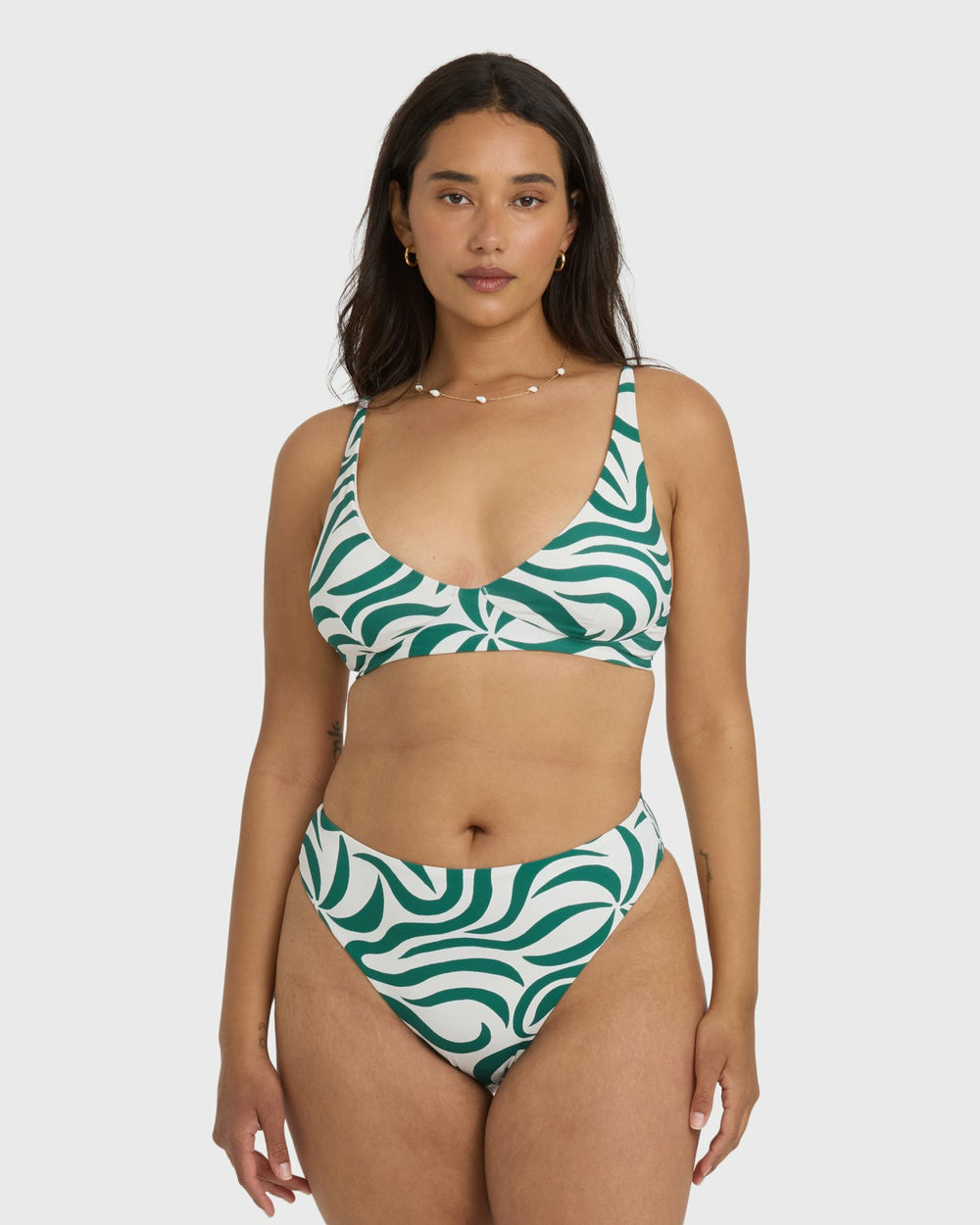 All The Waves Hi Maya Bikini Bottom - Evergreen