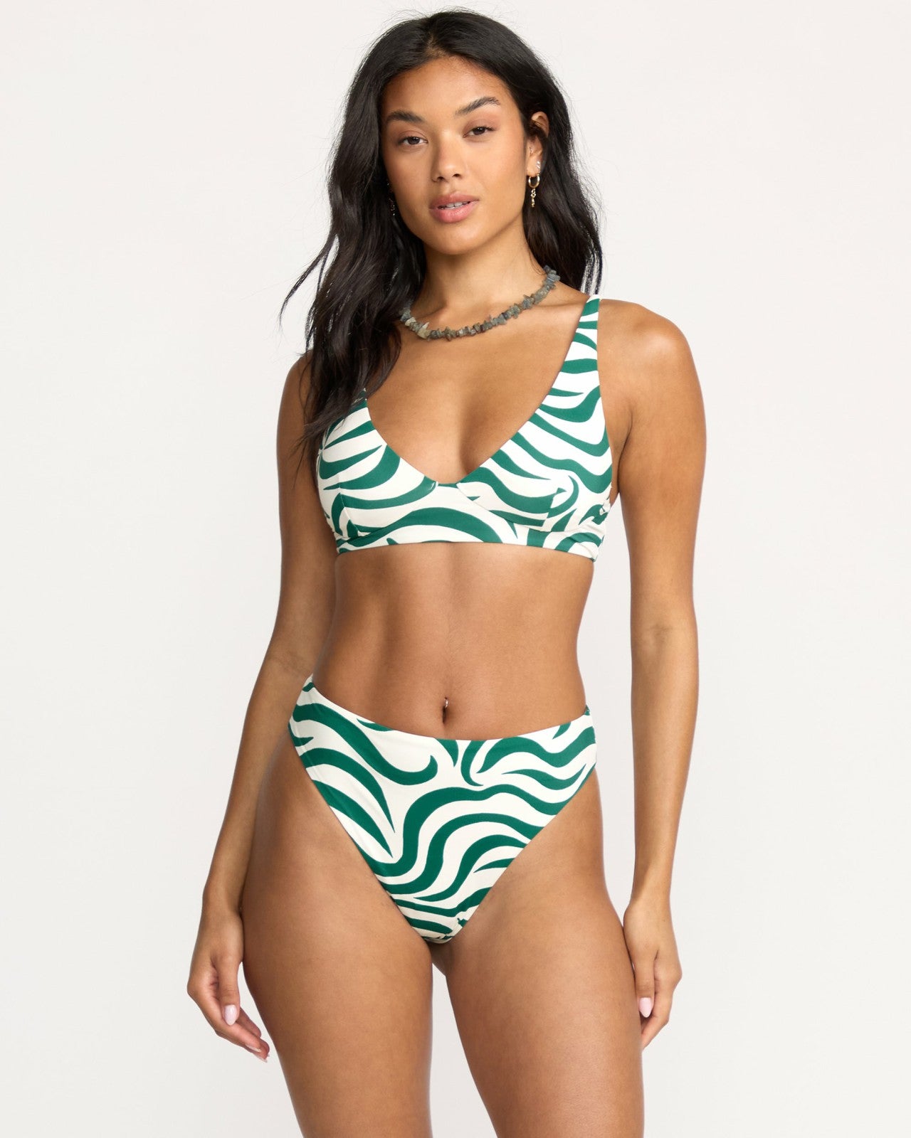 All The Waves Hi Maya Bikini Bottom - Evergreen