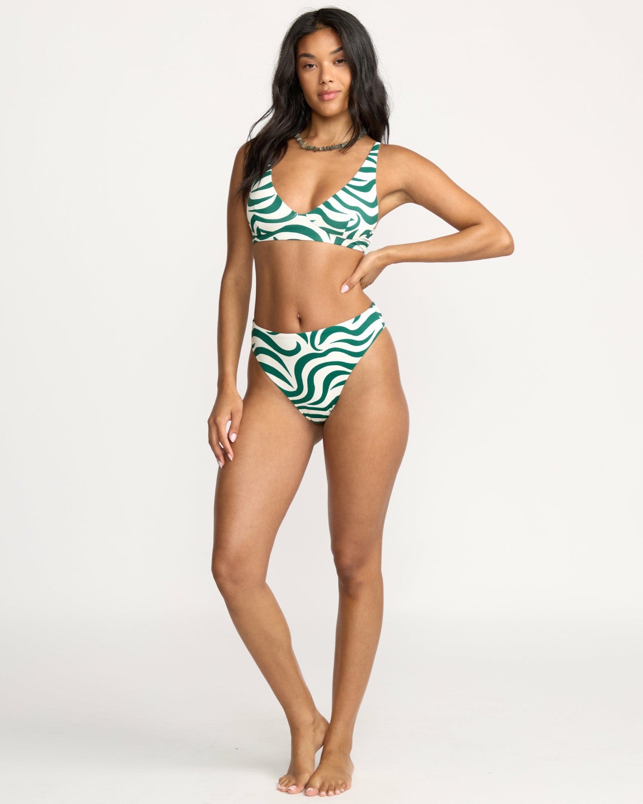 All The Waves Hi Maya Bikini Bottom - Evergreen