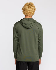 Arch Mesh Long Sleeve Hooded Surf Tee - Dark Military