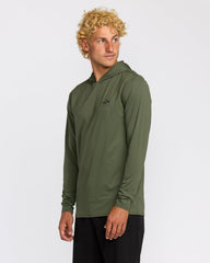 Arch Mesh Long Sleeve Hooded Surf Tee - Dark Military