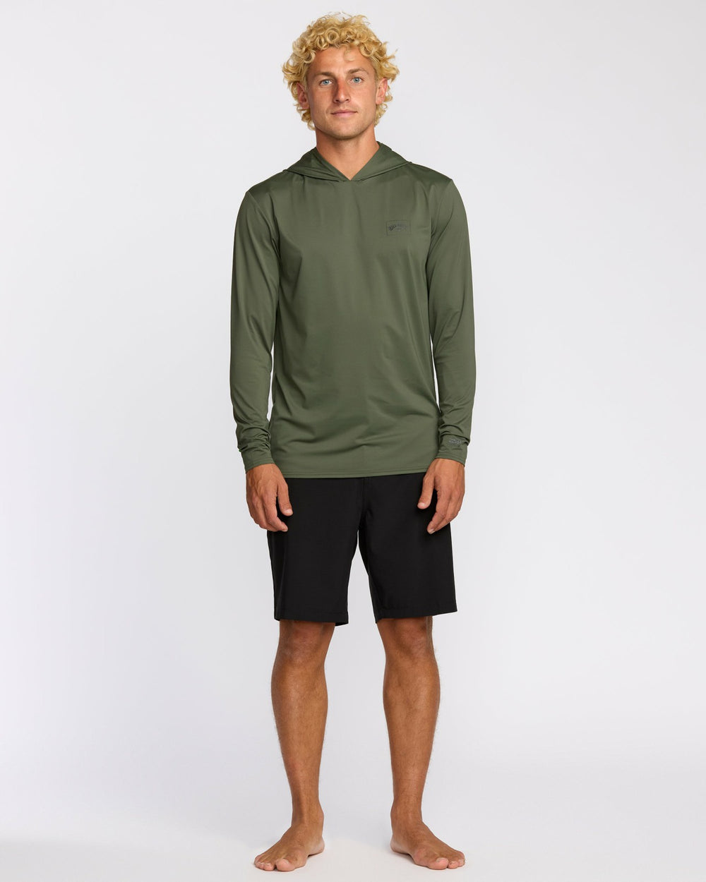 Arch Mesh Long Sleeve Hooded Surf Tee - Dark Military