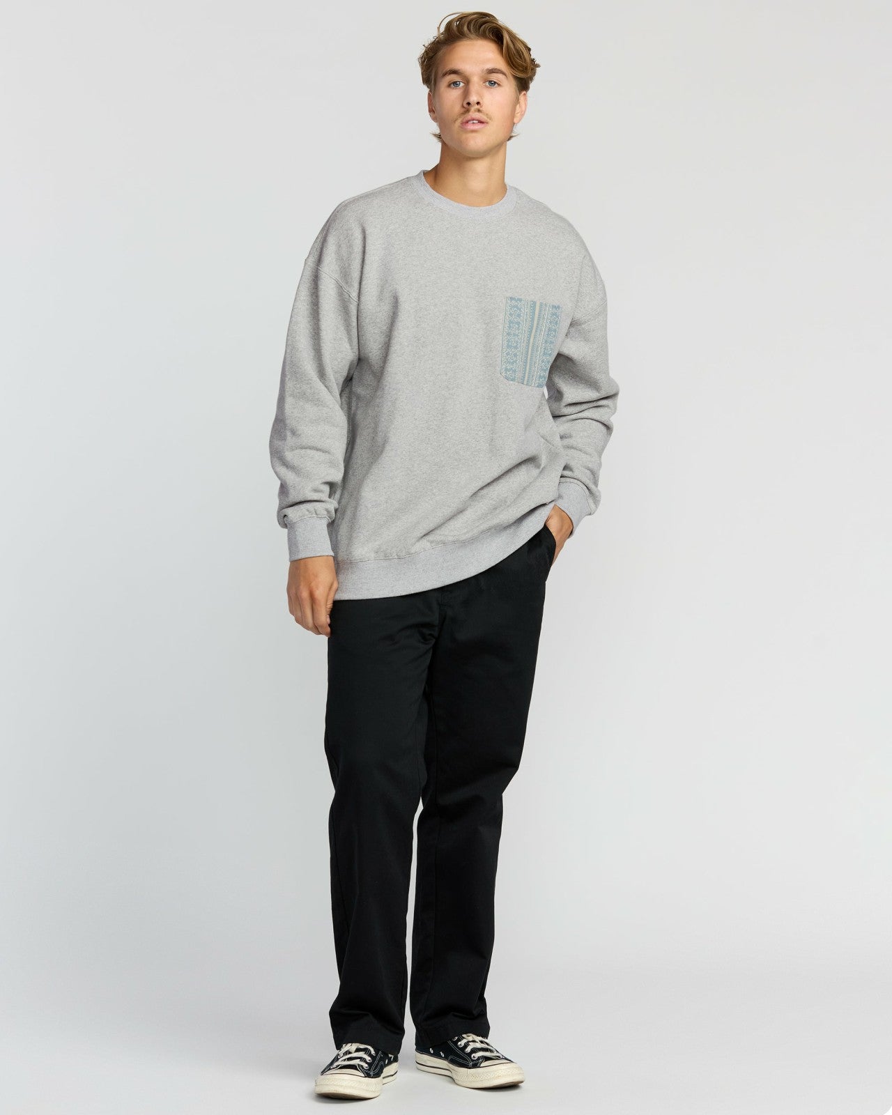 Austin Garage Crew Sweatshirt - Lt Grey Htr