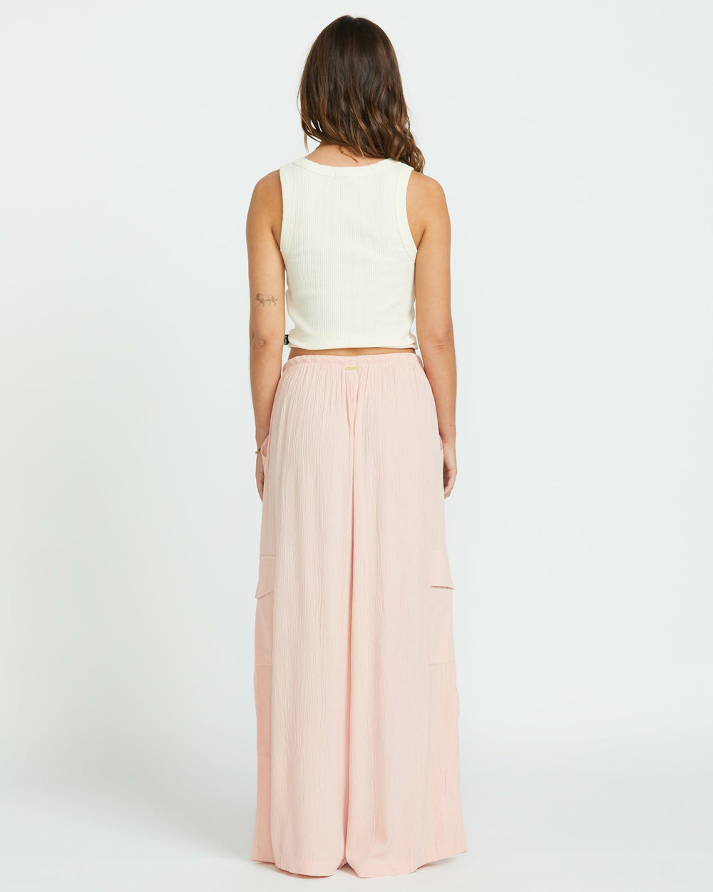Beach Babe Cargo Elastic Waist Pants - Dusty Peach