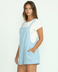 Beach Crush Denim Shortalls - Salt Blue