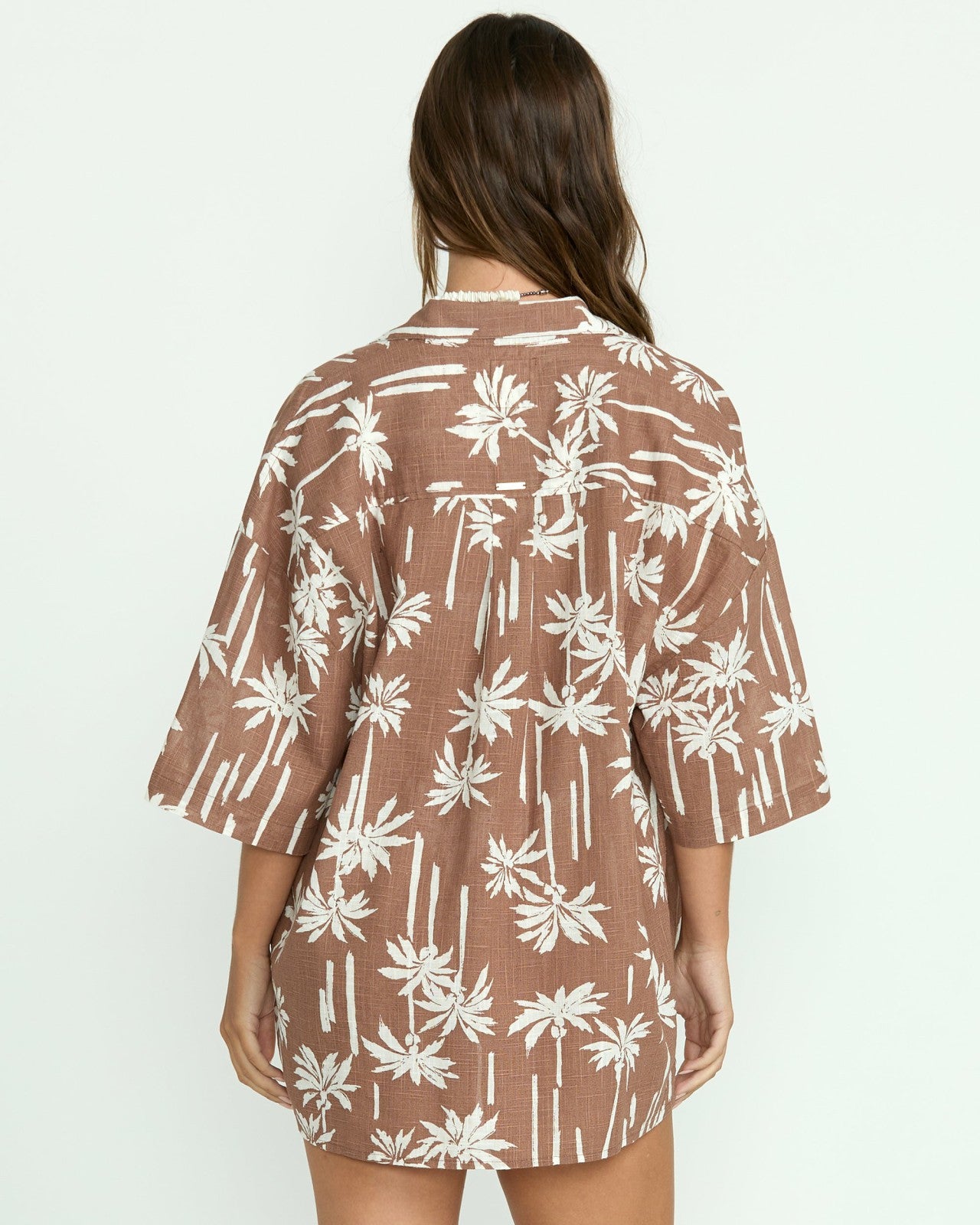 Beach Side Printed Short Sleeve Shirt - Nutmeg