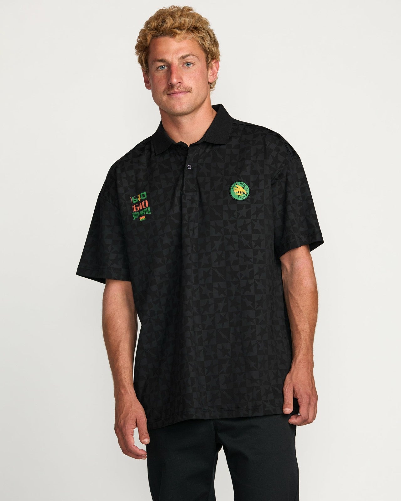Billabong x Mami Wata Black Star Surf Club Short Sleeve Polo Shirt - B