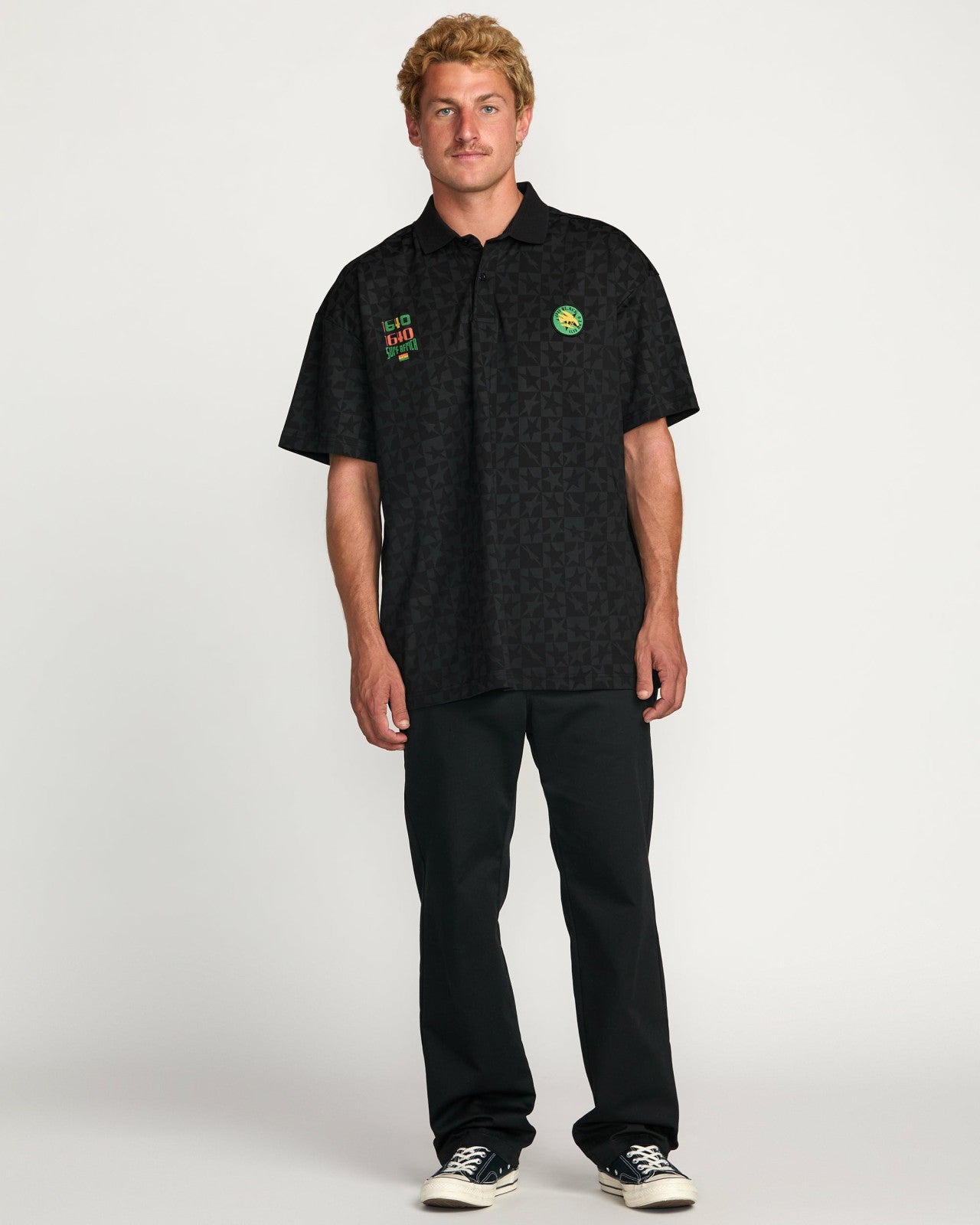 Billabong x Mami Wata Black Star Surf Club Short Sleeve Polo Shirt - B