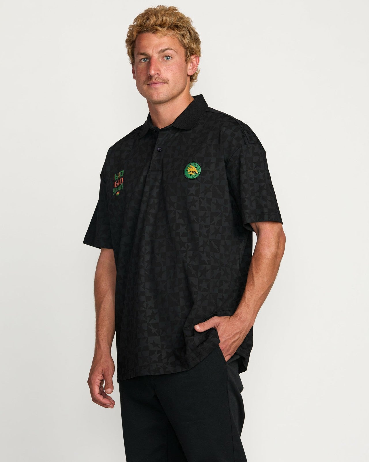Billabong x Mami Wata Black Star Surf Club Short Sleeve Polo Shirt - B