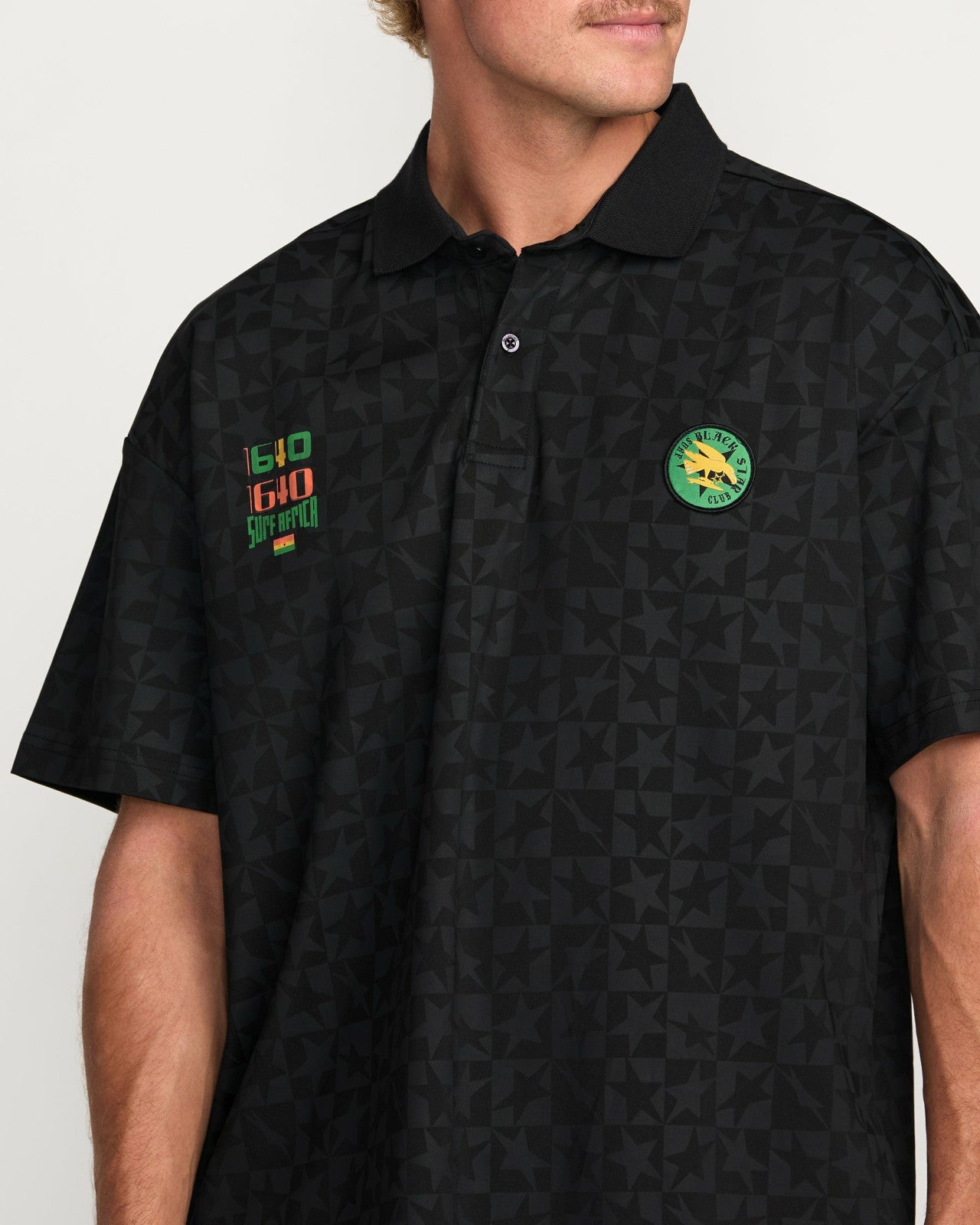 Billabong x Mami Wata Black Star Surf Club Short Sleeve Polo Shirt - B