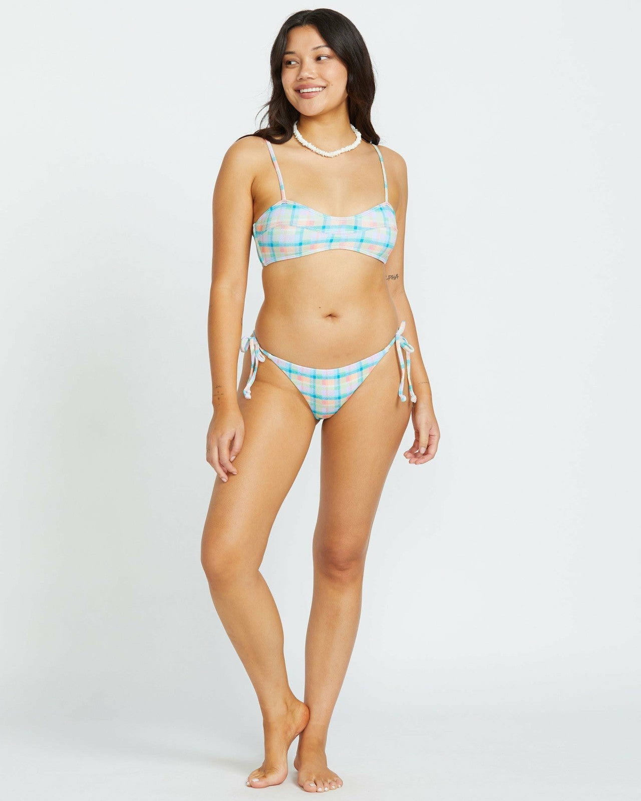 Check The Waves Tie Side Tanga Bikini Bottom - Multi