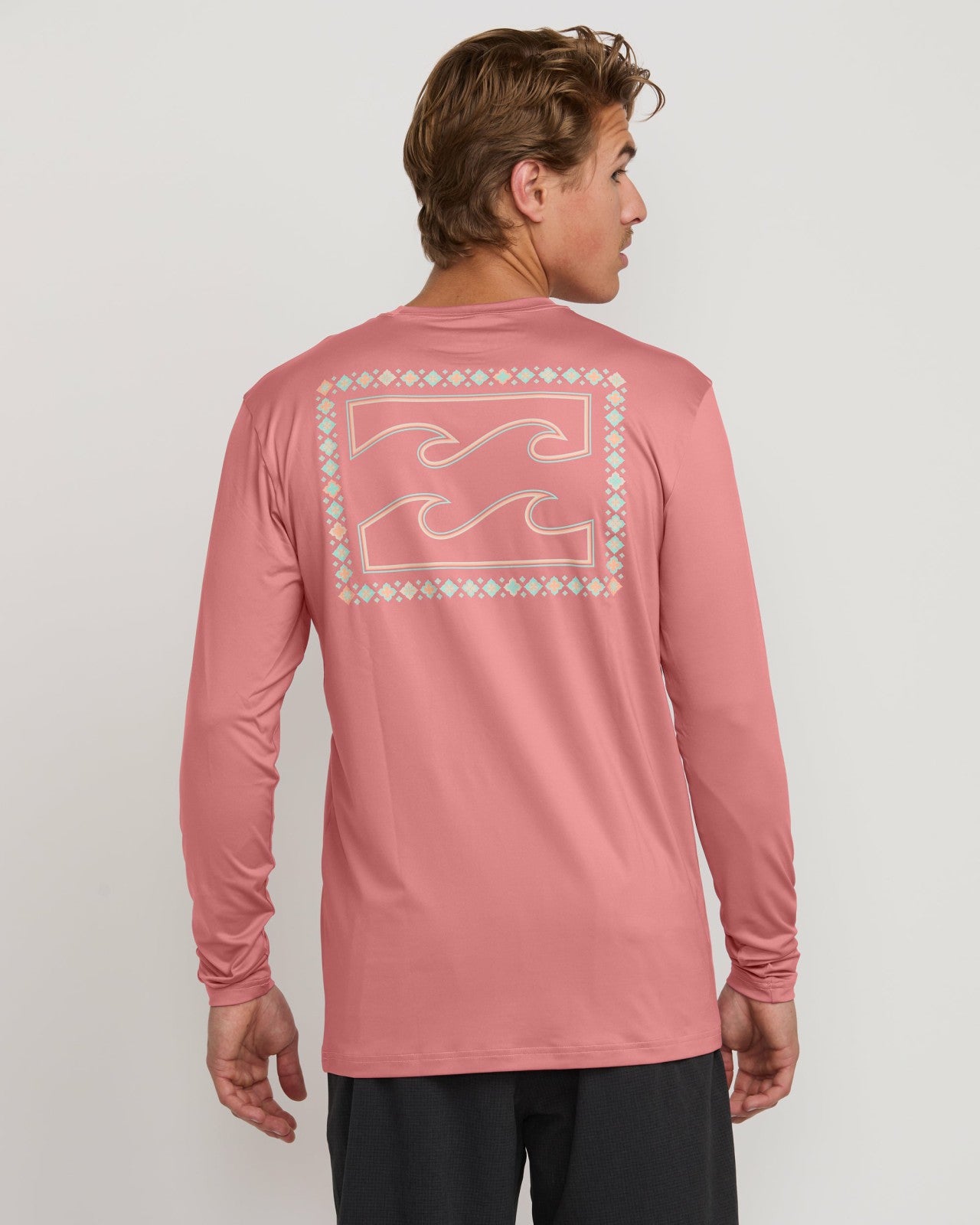 Crayon Wave Loose Fit Long Sleeve Surf Tee - Dusty Pink