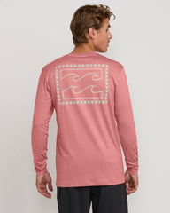 Crayon Wave Loose Fit Long Sleeve Surf Tee - Dusty Pink