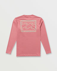 Crayon Wave Loose Fit Long Sleeve Surf Tee - Dusty Pink