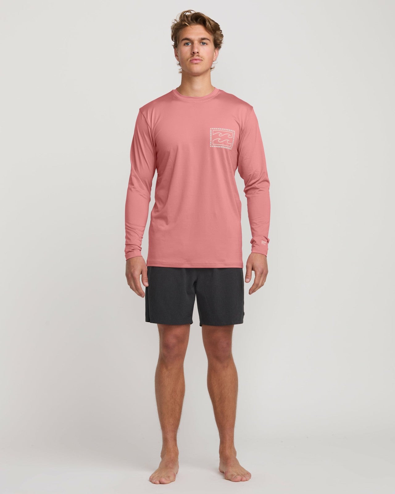Crayon Wave Loose Fit Long Sleeve Surf Tee - Dusty Pink