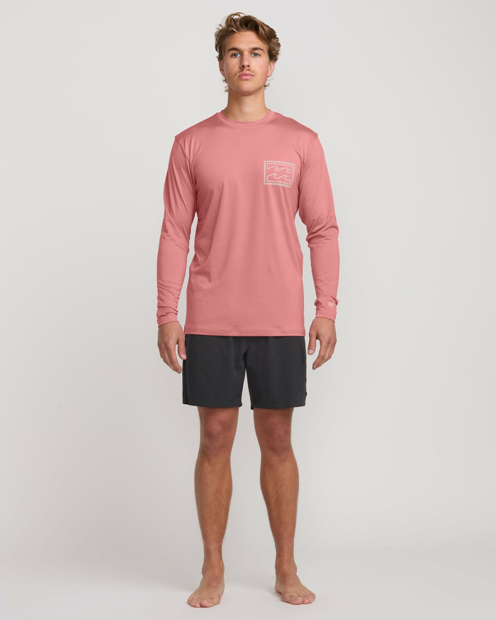Crayon Wave Loose Fit Long Sleeve Surf Tee - Dusty Pink